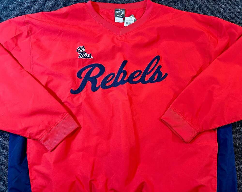 Knights Apparel Ole Miss Rebels V-Neck Pullover Windbreaker Jacket Red Size 2XL